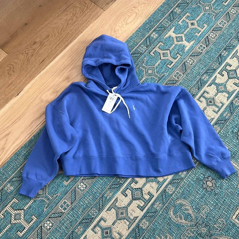 Polo Ralph Lauren blue cropped hoody size XS NWT - Picture 1 of 8